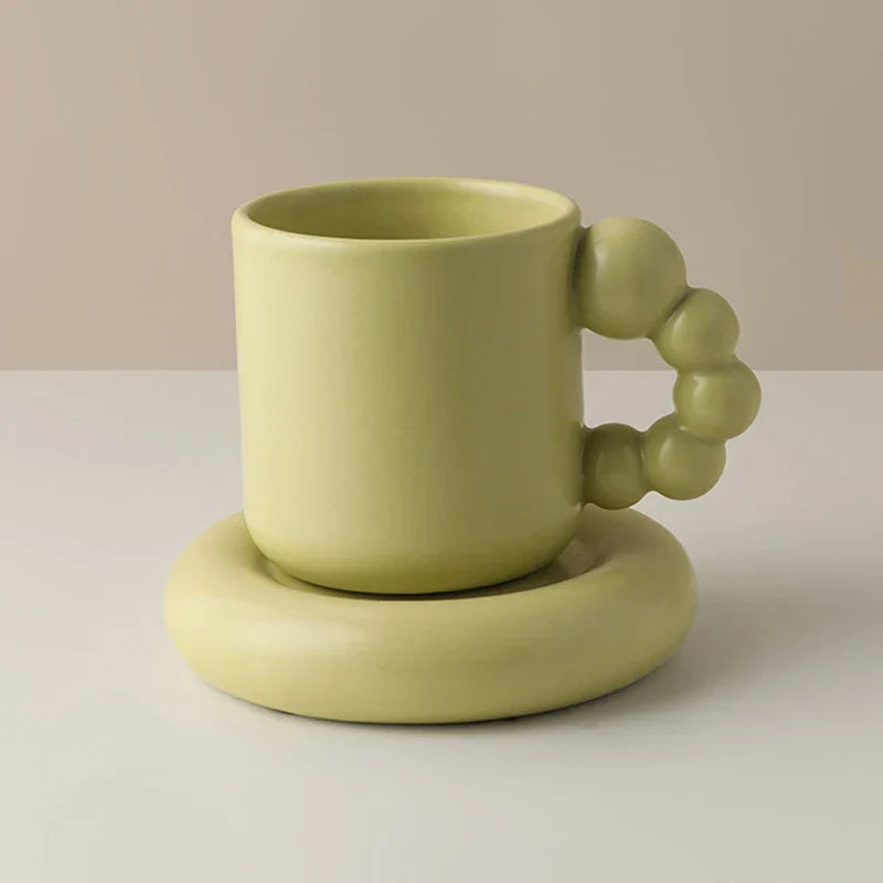 Ceramic Coffee Mug Lavender Porcelain Cup With Tray Nordic Handmade Home Decor Fall 2025 Gift