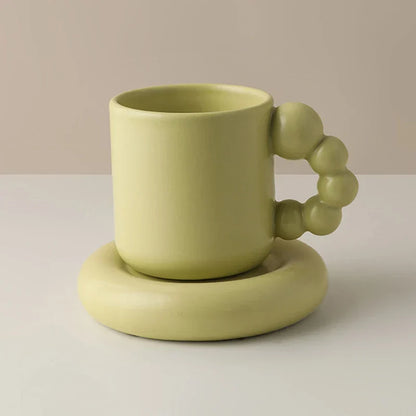 Ceramic Coffee Mug Lavender Porcelain Cup With Tray Nordic Handmade Home Decor Fall 2025 Gift