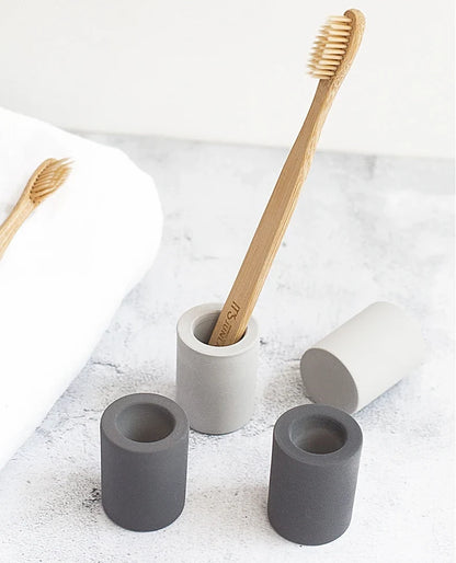 Portable Travel Toothbrush Holder Tool Set - Diatomaceous Earth, Moisture Absorption, Grey