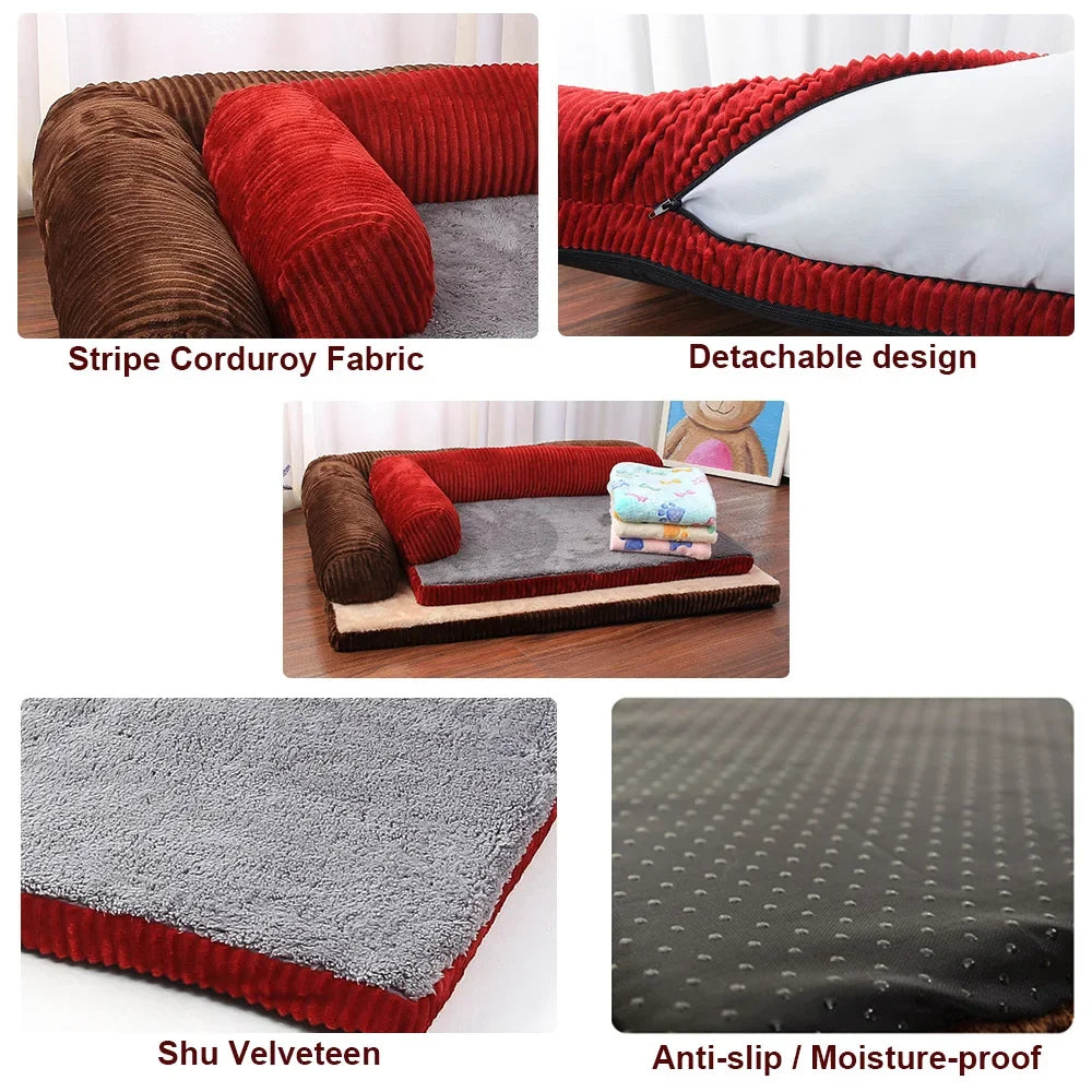 Dog Bed Coral Fleece L Shaped Sofa Bed Fall 2025 Waterproof Bolster Cushion Machine Washable Cozy Support