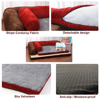 Dog Bed Coral Fleece L Shaped Sofa Bed Fall 2025 Waterproof Bolster Cushion Machine Washable Cozy Support