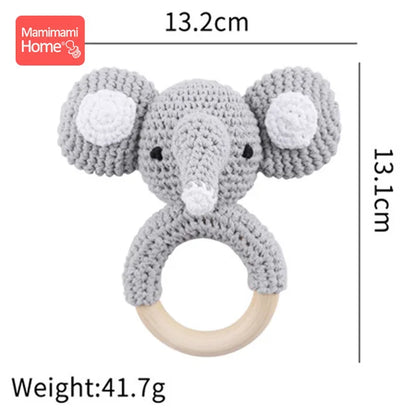 Variant image for Wooden Crochet Baby Teether Rattle Toy, BPA-Free Infant Teething Toy for Newborns, Safe and Engaging Multi-Functional Design-4