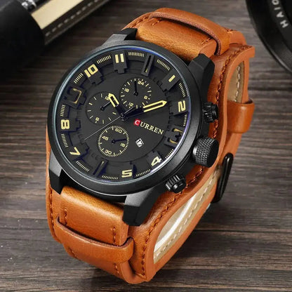 Hochwertige Herren Chronograph Uhr – elegantes Lederarmband, Quarz, für jeden Anlass 2