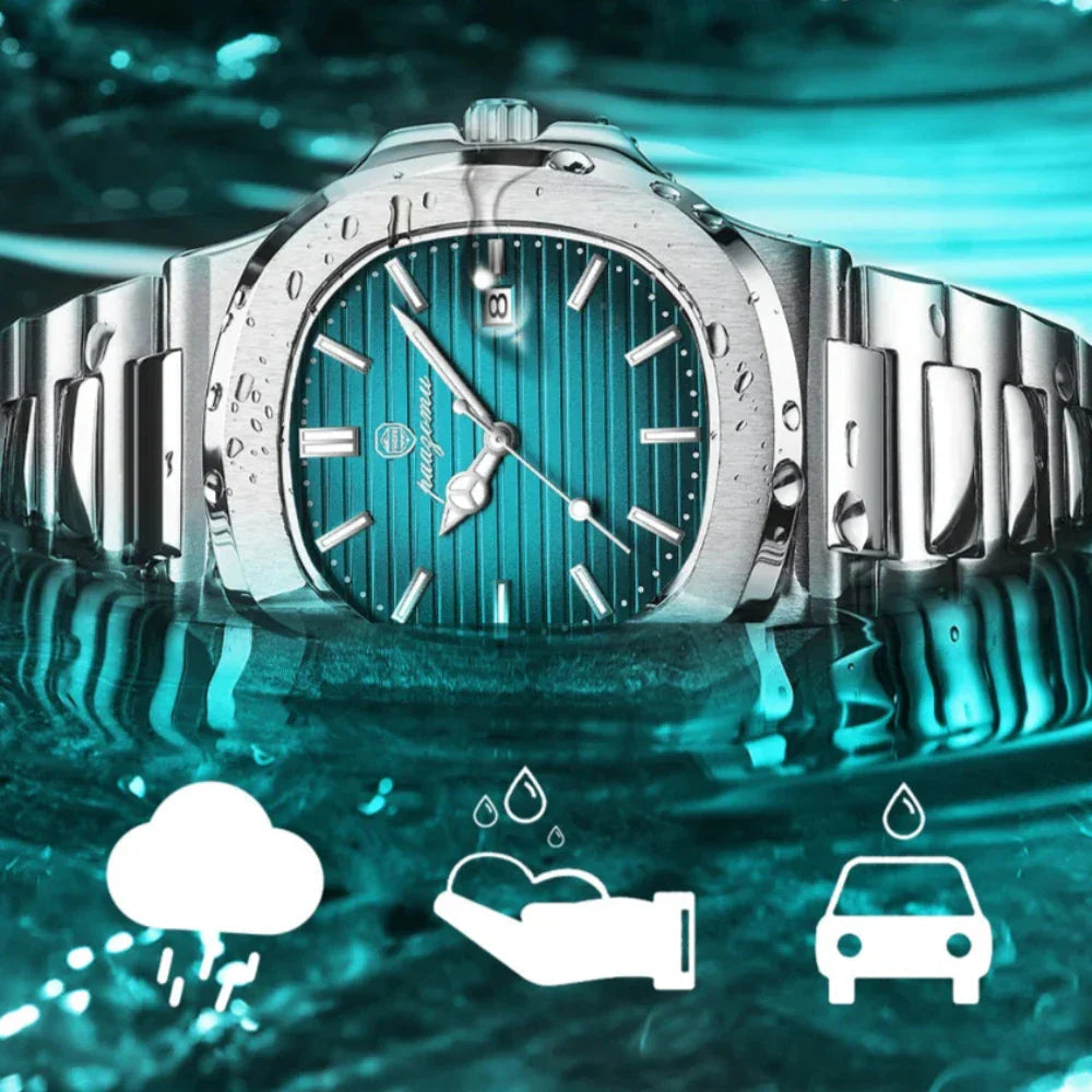 Durable men's stainless steel watch – classic design, waterproof, for everyday wear