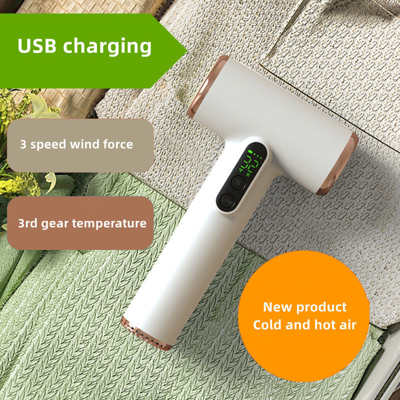Cordless Hair Dryer USB Chargeable Travel Hair Dryer 30000 RPM Fast Drying Portable Battery Display