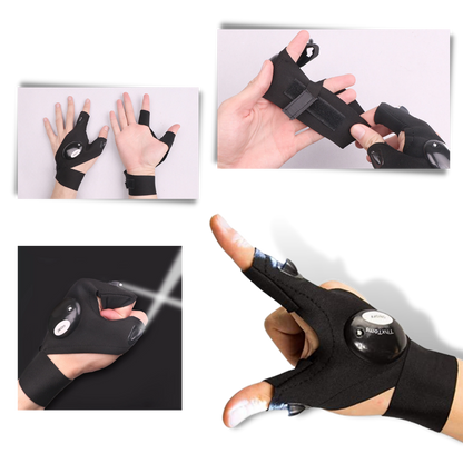 LED Gloves With Waterproof Lights - Battery Powered, Comfortable for Camping and Repairs