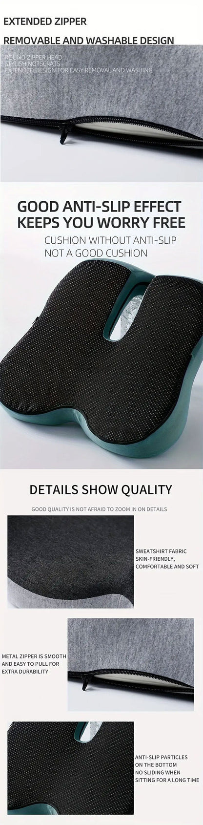 Ergonomic Memory Foam Seat Cushion with Back Support – Lumbar Relief for Office Chair Car Wheelchair 2026
