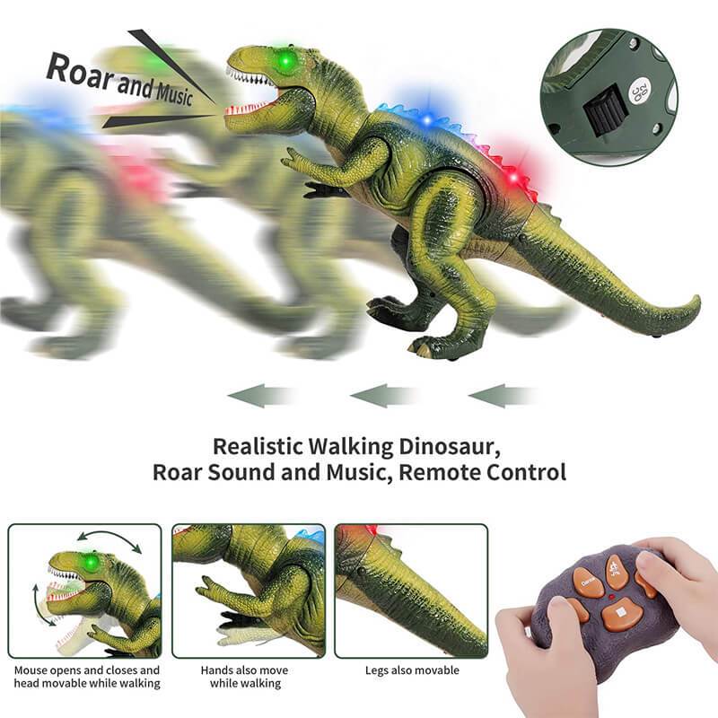 Remote Control T Rex Dinosaur LED Light Up Walking Roaring Toy For Kids Fall 2025 Gift
