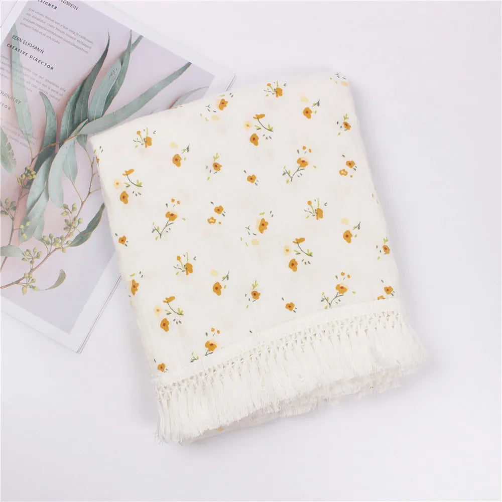 Baby Swaddle Blanket 100 Percent Cotton Muslin Newborn Floral Print Quilt Swaddle Fall 2025 Breathable Soft Gift