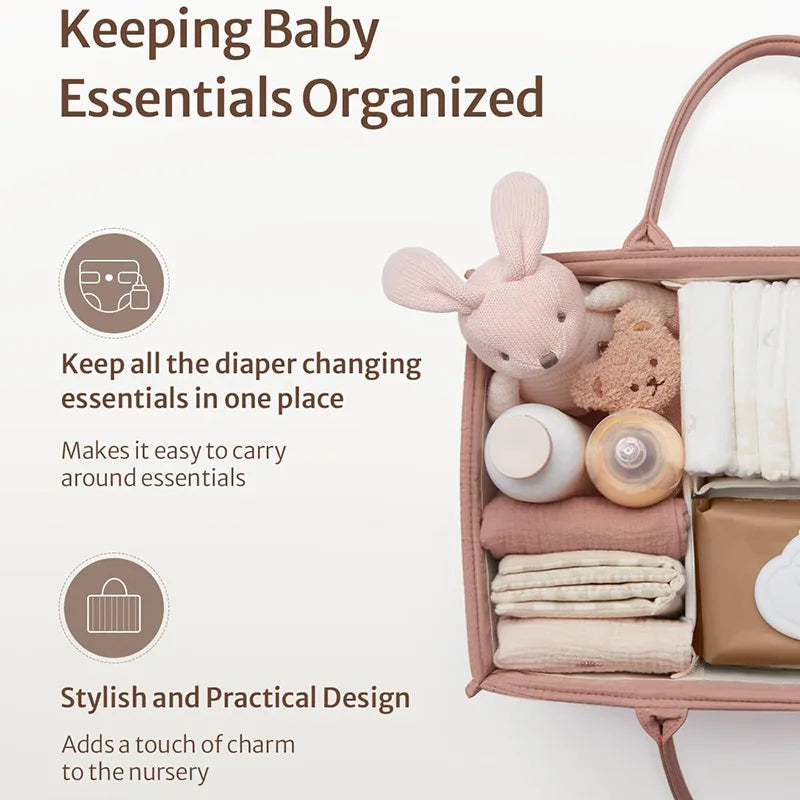 Diaper Organizer Portable Foldable Caddy Tote Fall 2025 High Capacity No Zipper Quick Access Baby Care