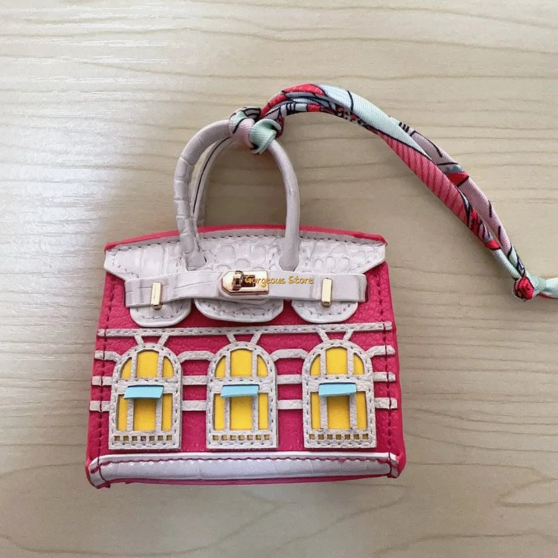 Birkin Inspired Mini Hand Bag - Platinum Bag Charm