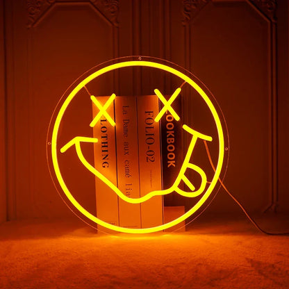 LED Neon Sign 35cm USB Powered Smile Face Wall Hanging Night Light Bedroom Decor Fall 2025 Gift