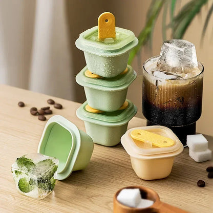 Food Grade Silicone Ice Cube Molds with Popsicle Sticks for Ice Cubes, Jellies, and Custom Treats - Stackable and Dishwasher Safe