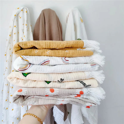 Baby Swaddle Blanket 100 Percent Cotton Muslin Newborn Floral Print Quilt Swaddle Fall 2025 Breathable Soft Gift