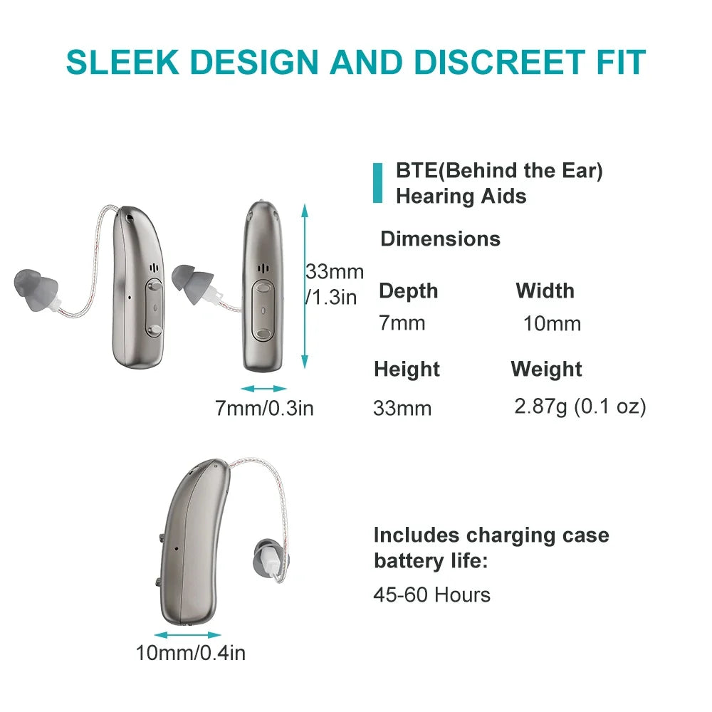 Hearing Aid Rechargeable Digital BTE With Adjustable Volume Portable Senior Sound Amplifier