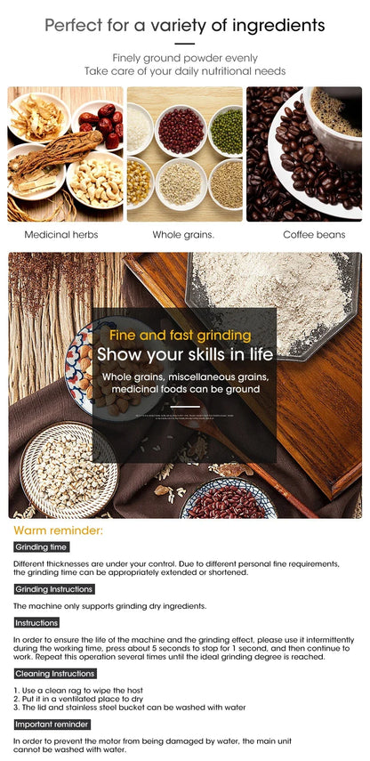 Coffee Grinder Mini Electric Stainless Ultrafine 300ml