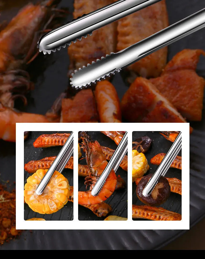 Stainless Steel BBQ Tongs Non-Slip Heat Resistant Grill Food Clip – Kitchen & Outdoor 2026