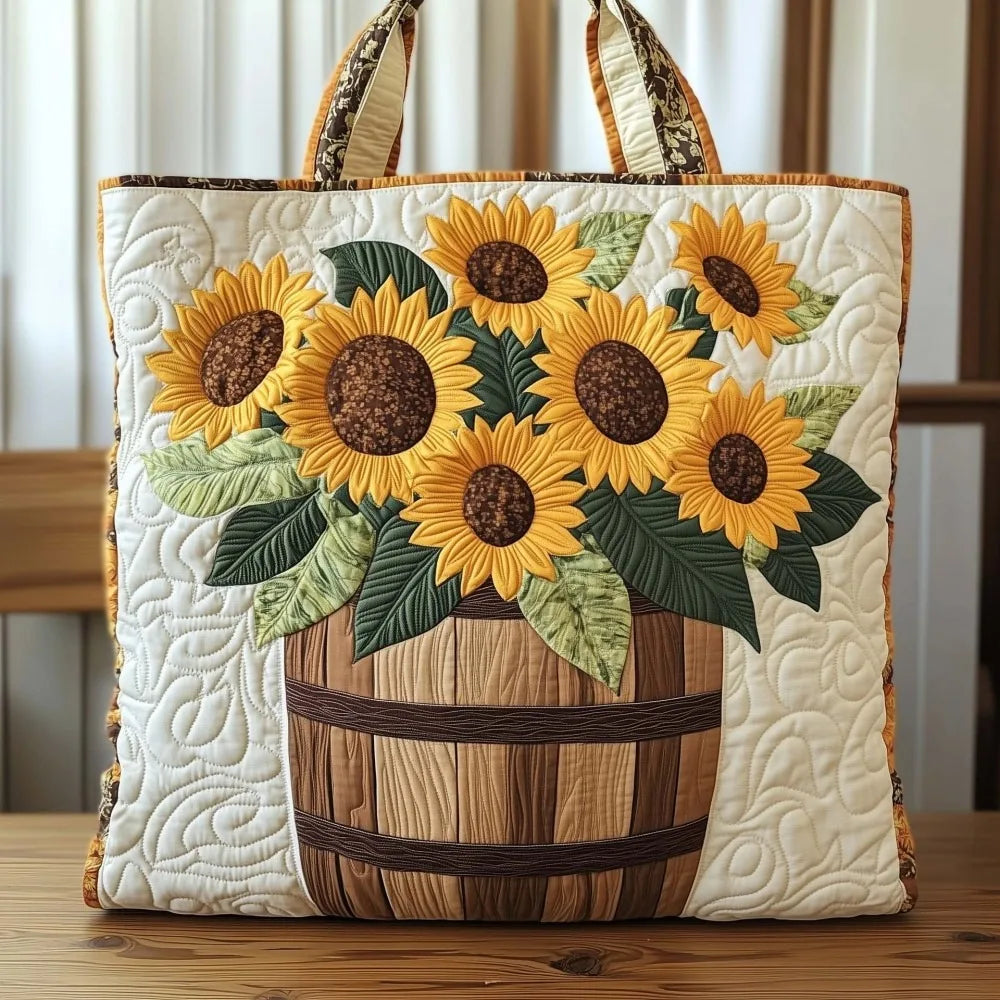 Durable Timeless Women's Tote Bag – Quilted, 3D Floral Embroidery, Cotton, Everyday Use