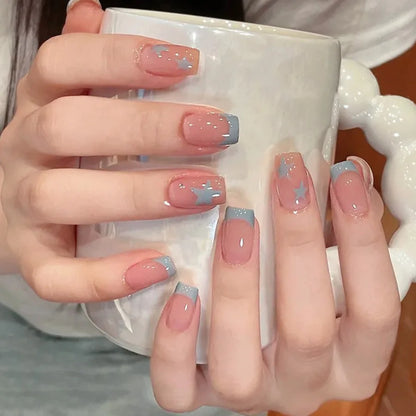 Press On Nails Short Square White Minimalist False Nail Tips Set Spring 2026 Reusable