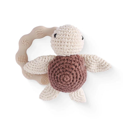 Crochet Bear Teether Rattle Ring Newborn Sensory Toys