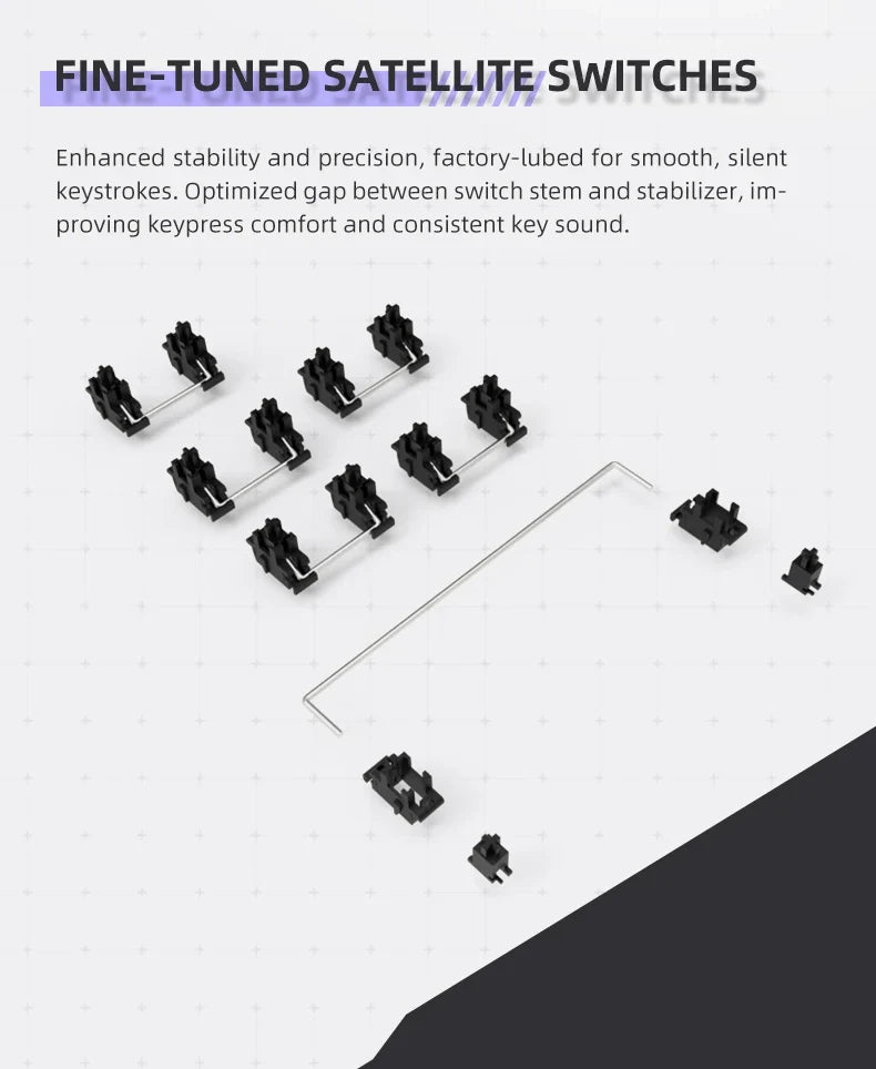 Wireless Low Profile Mechanical Keyboard 98 Keys PBT