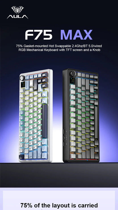 Gaming Mechanical Keyboard 75% Hot Swap RGB TFT Wireless