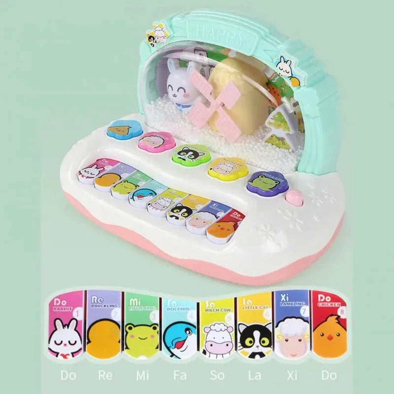 Kids Cartoon Electronic Piano with Animal Sounds and Lights - Educational Musical Instrument Toy for Ages 3+, Perfect Birthday Gift