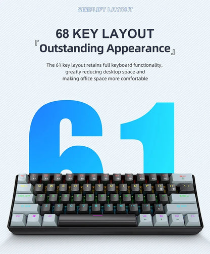 60 Percent Mechanical Mini Keyboard Wired RGB Portable