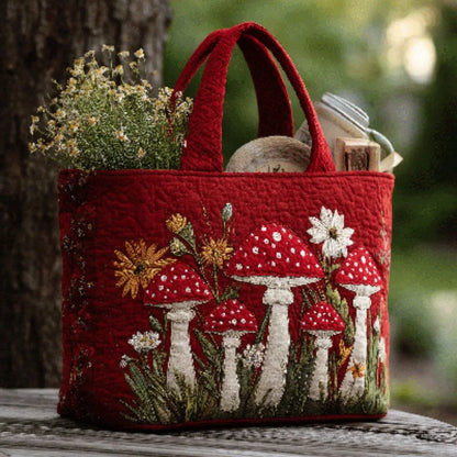 Durable Timeless Women's Tote Bag – Quilted, 3D Floral Embroidery, Cotton, Everyday Use