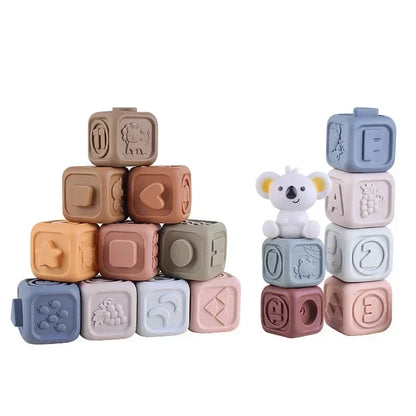 Silicone Montessori Building Blocks for Babies - Stacking and Teething Toys for Early Learning, Safe and Lightweight, Bright Colors