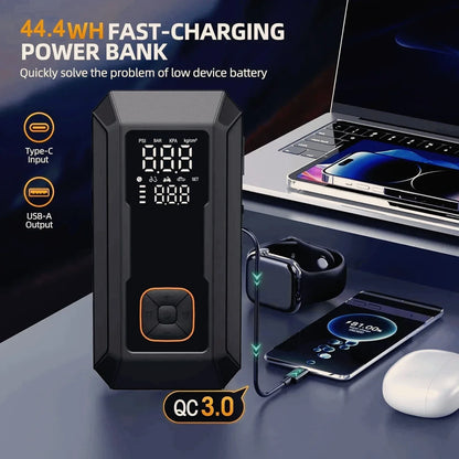 Car Jump Starter All-In-One Air Pump Tire Inflator Portable Power Bank LED Light Fall 2025