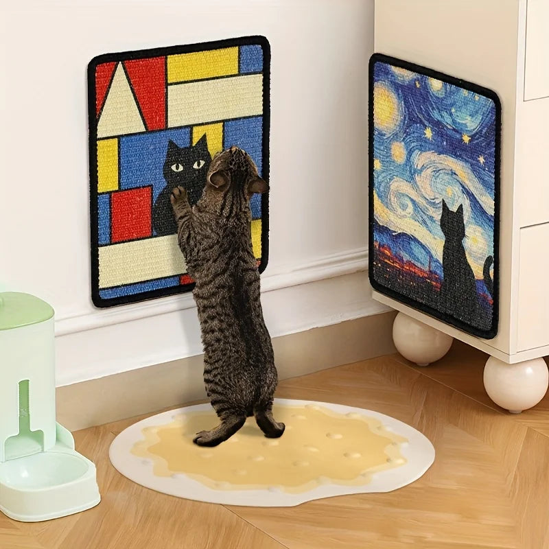 Cat Scratching Post Wall Mounted Mat Durable Soft Fabric With Stitched Edges Small Space Living 2025 Protects Furniture