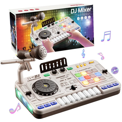 Kids DJ Mixer Toy With Microphone, Multifunctional Electronic Music Controller Educational Birthday Gift Fall 2025