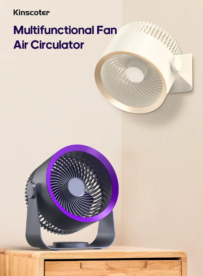 Portable Fan Battery Desk Air Circulator Quiet Summer