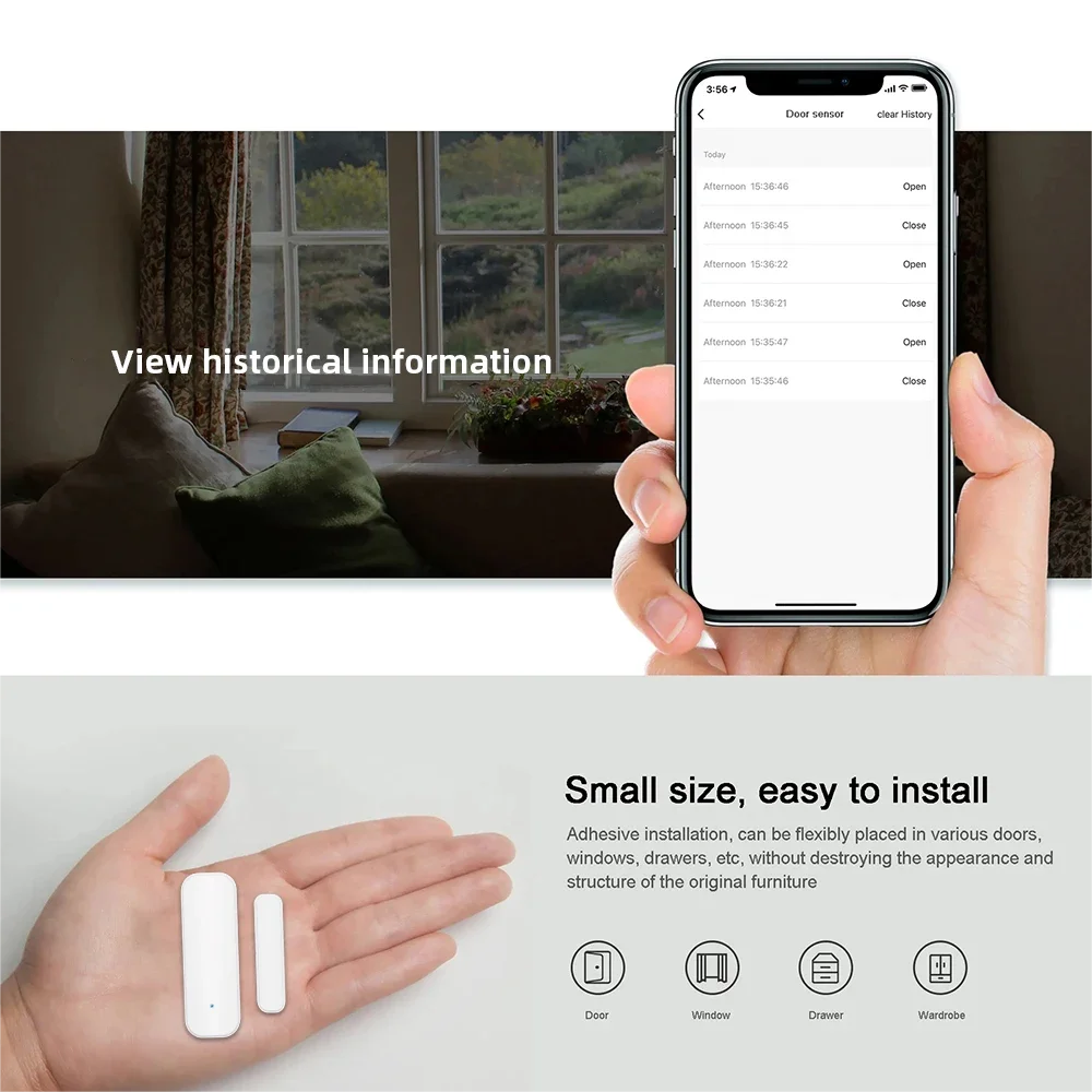 Tuya WiFi Zigbee Window Door Sensor Smart Home Security Alarm