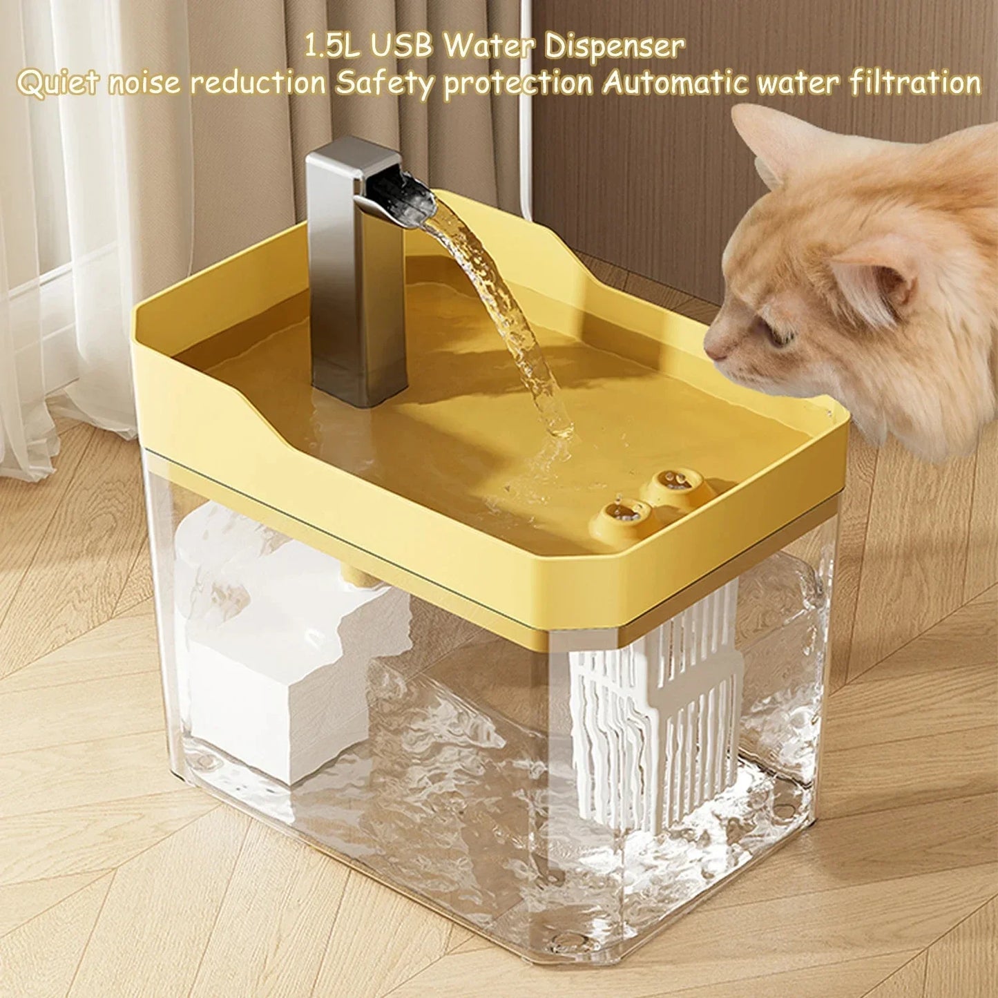 Cat Water Fountain USB Transparent Reservoir Auto Filtered Pet Drinker Fall 2025 Quiet Anti Dry Pump