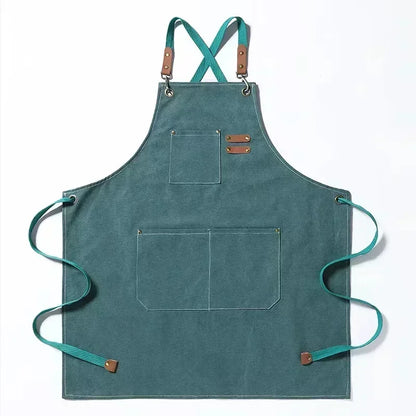 Canvas Apron Adjustable Crossback Work Apron For Kitchen Chef Restaurant Cafe Fall 2025 Durable Pockets