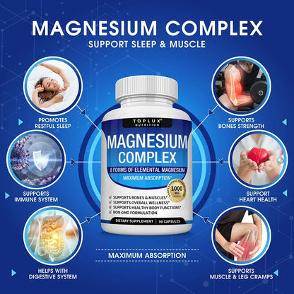 Magnesium Complex 1000mg Supplement - Fall 2026 Wellness Trend - Sleep Support And Muscle Relaxation