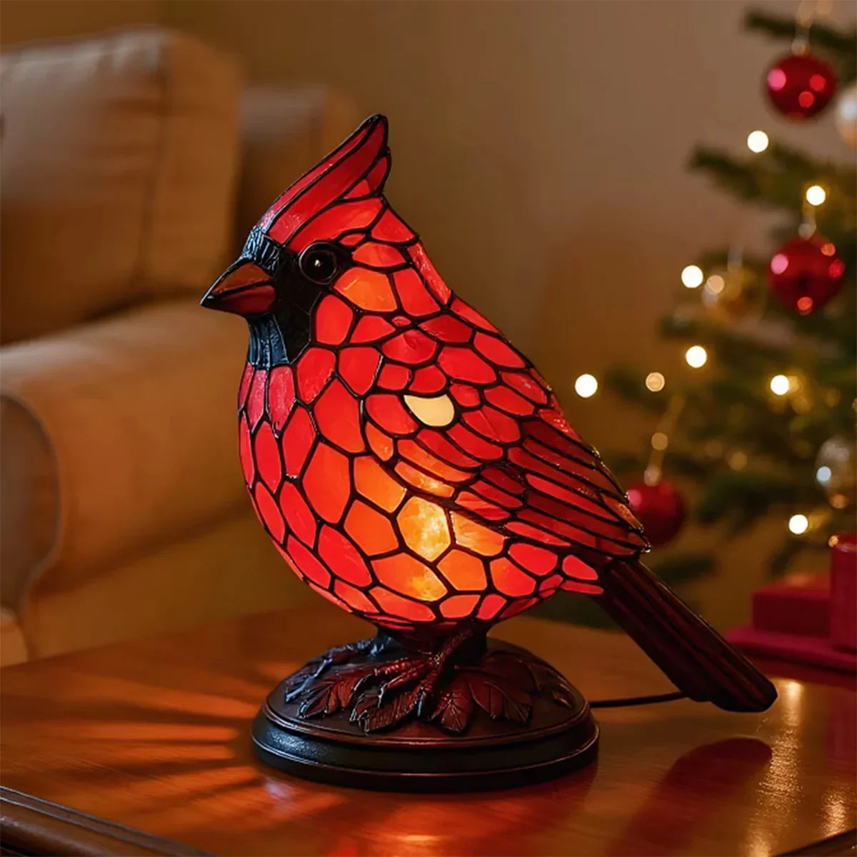 Cardinal Lamp Red Table Lamp Mosaic Night Light Usb Powered Gift 2025 Fall Decor