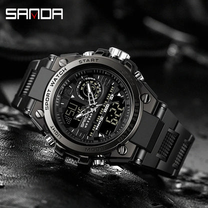 Digital Sports Watch Dual Display LED Military Style Rugged Watch Fall 2026 Water Resistant