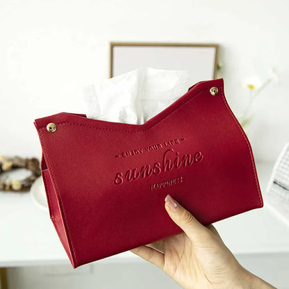 Leather Tissue Box - Nordic Car & Home Decor, Large Storage Napkin Holder