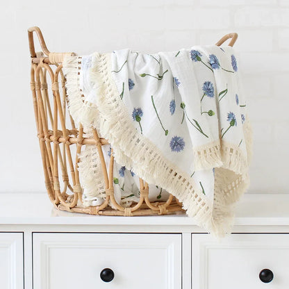 Baby Swaddle Blanket 100 Percent Cotton Muslin Newborn Floral Print Quilt Swaddle Fall 2025 Breathable Soft Gift