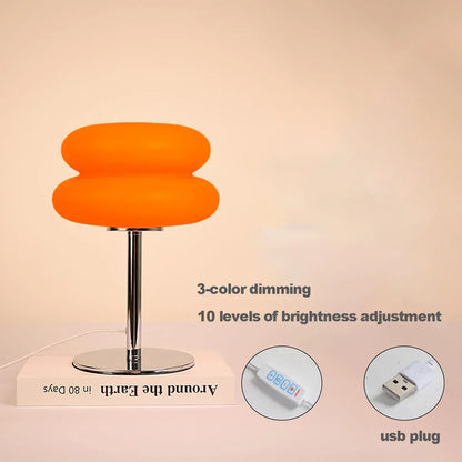 Table Lamp Cream Plastic Lampshade Mushroom Bedside Lamp Fall 2025 Tri Color Dimming USB LED Included Cozy Ambient