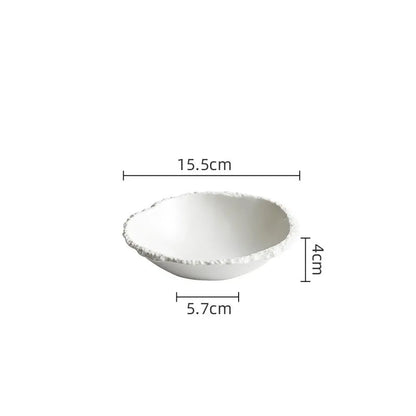 White Porcelain Rock Edge Soup Bowl Modern Tableware
