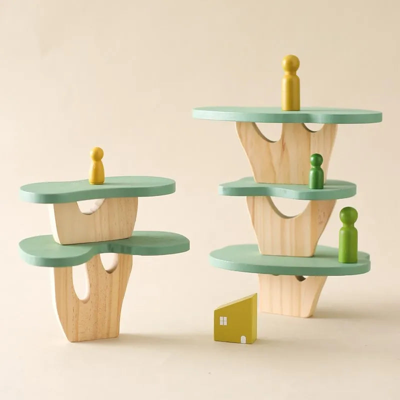 Montessori Stacking Toy Wooden Tree Block Stacker Kids Educational Fall 2025 Fine Motor Skills