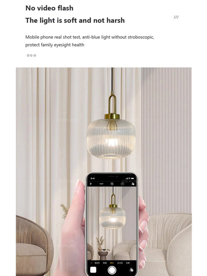 Japandi Glass Pendant Light Japanese Nordic Hanging Lamp Warm