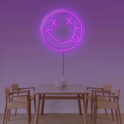 LED Neon Sign 35cm USB Powered Smile Face Wall Hanging Night Light Bedroom Decor Fall 2025 Gift