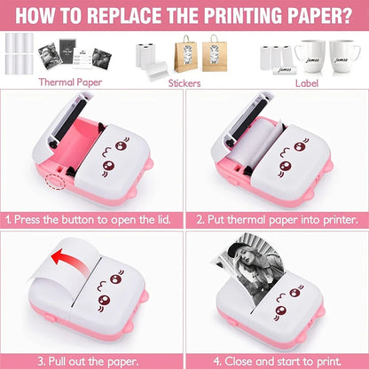 Mini HD Portable Label Thermal Printer - Bluetooth Pocket Printer for Students, Inkless Printing, Ideal Gift for Christmas