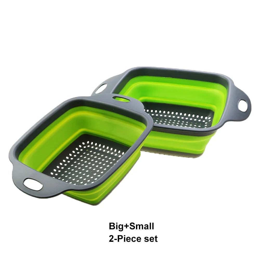 Silicone Folding Drain Basket 2-In-1 Collapsible Colander For Fruits And Vegetables Space-Saving Kitchen Tool Fall 2026