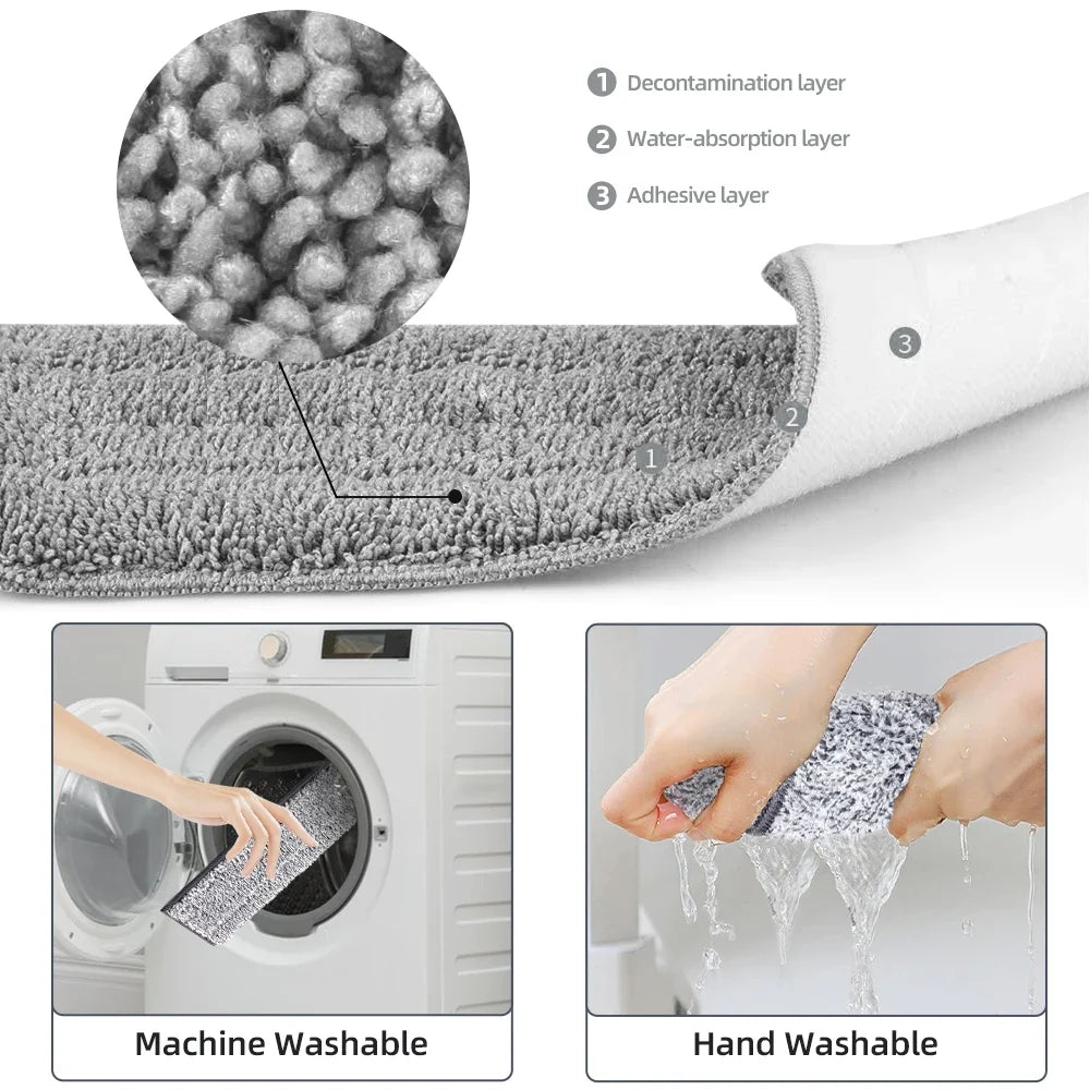 Household Cleaning Hand-Free Flat Floor Mop & Bucket Set with Washable Microfiber 4x Pads